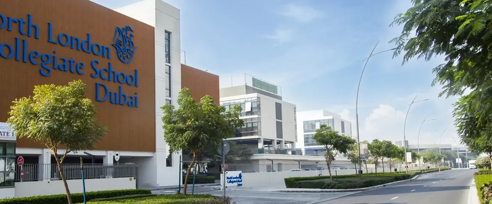 The North London Collegiate School Dubai sign at the campus entrance